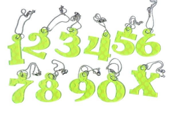 画像1: 蛍光グリーンドット【ヘッドカバーのウッドやUTの番号札に】アクリル製 ナンバーチャーム 艶あり 光沢 サイズ：40ｍｍ　ふるさと納税返礼品 (1)