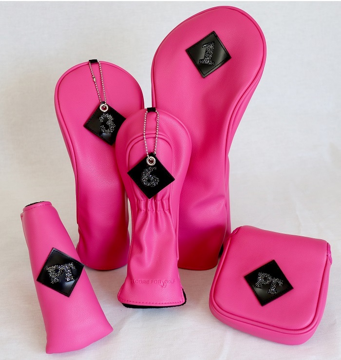 【ピンク】スワロフスキー・クリスタルヘッドカバー ４本セット　ふるさと納税返礼品